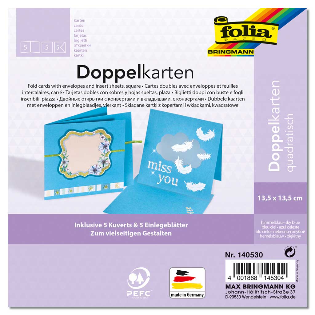 Passepartout-Karten, quadratische Stanzung, 5 Stück