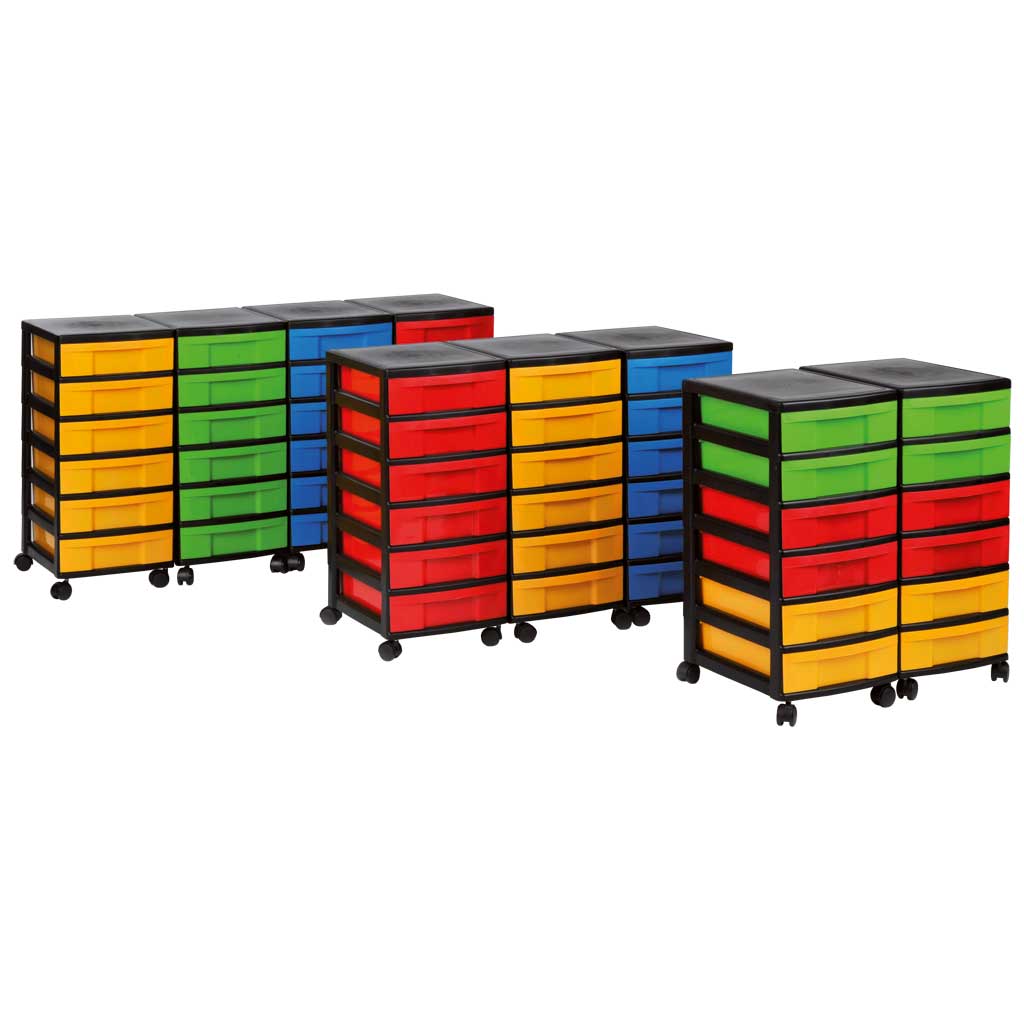 Modulus® Container-System mit je 6 kleinen Schüben übereinander