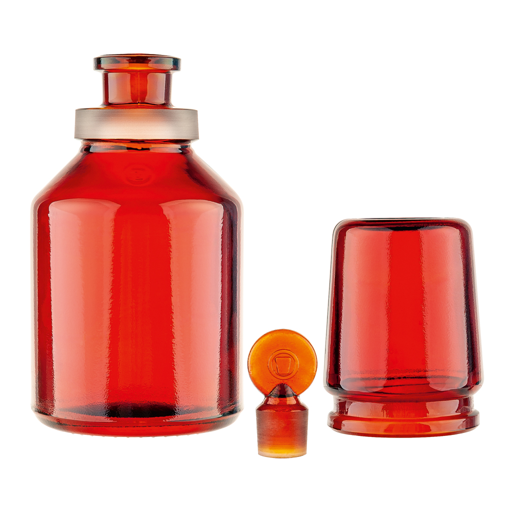 Säurekappenflasche, Duran, Braunglas