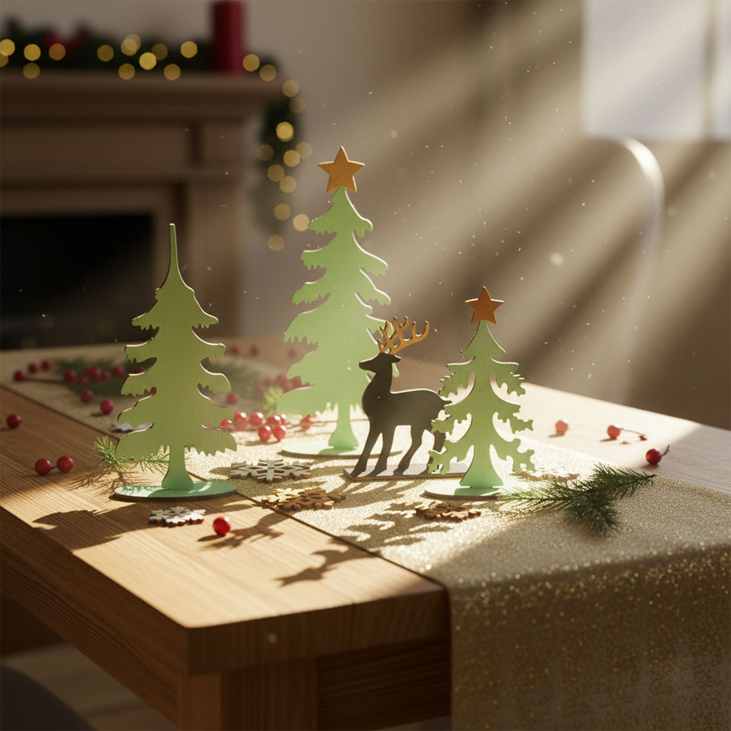 Blanko-Holzfiguren Winterwald zum Selbstgestalten, 13-teilig