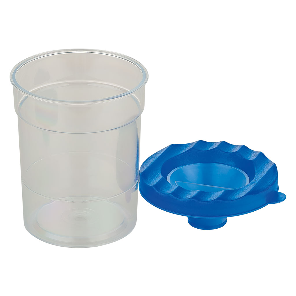 Pinselbecher mit Auslaufschutz und Verschlussstopfen, 1 Stück