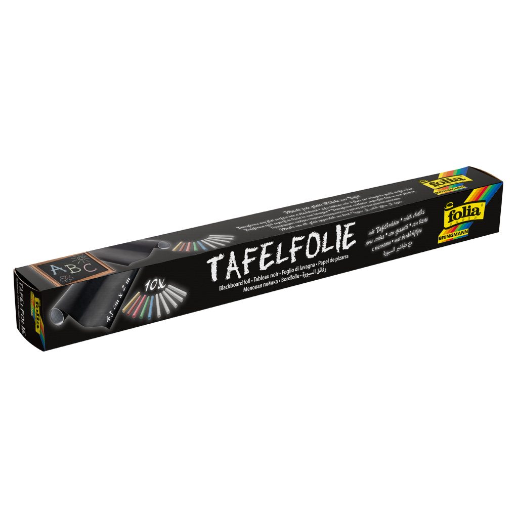 Folia® Selbstklebende Tafelfolie Schwarz, inkl. Kreide