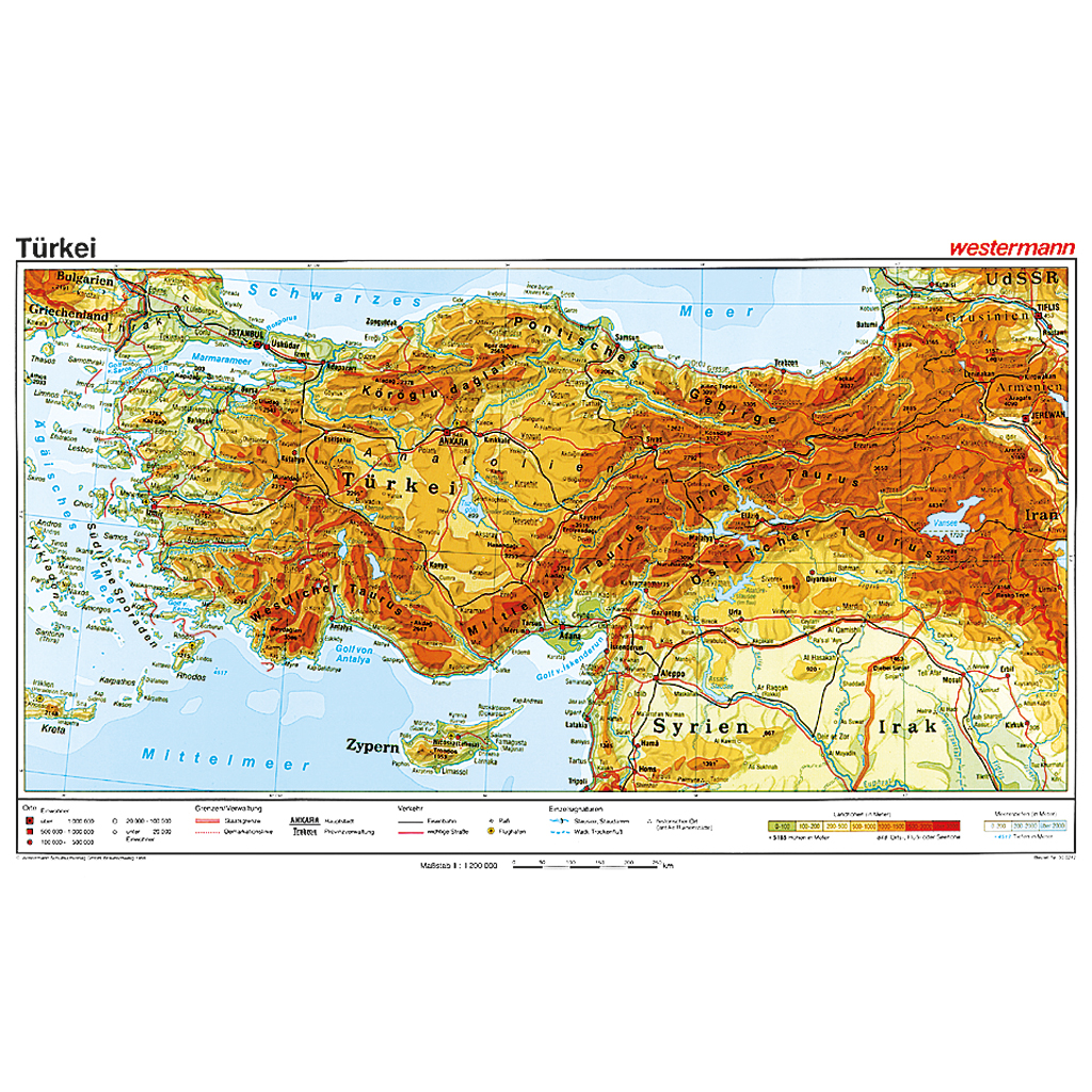 Westermann Posterkarte Türkei, physisch Westermann Posterkarte Türkei, physisch