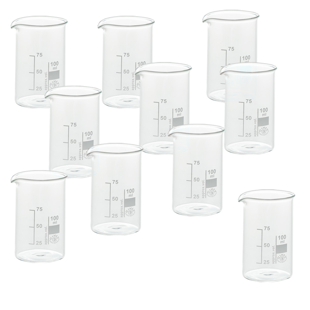 Becherglas, Borosikatglas, hohe Form, 10 Stück