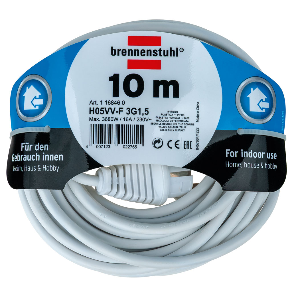 Verlängerungskabel mit Schutzkontaktstecker für Innenbereich