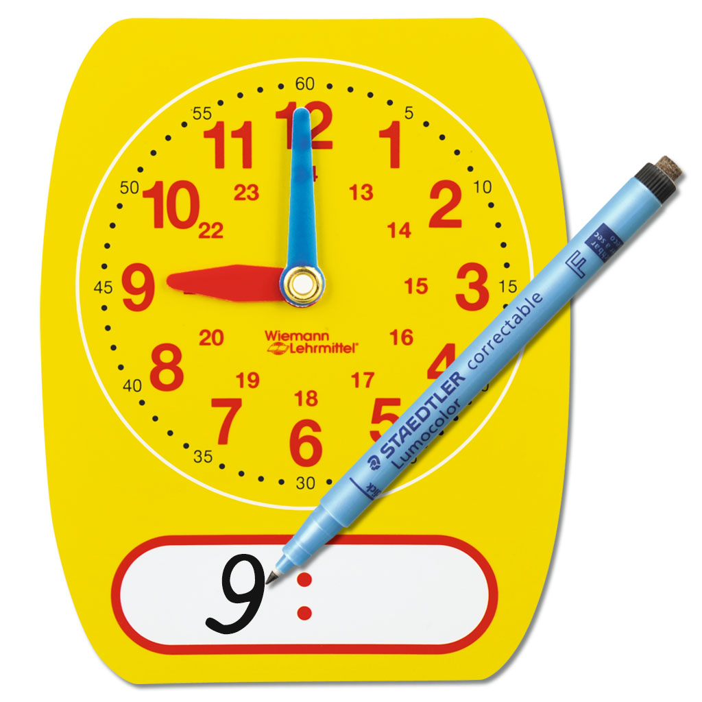 templernuhr-fuer-grundschulen-wiemann-lehrmittel-w-31423b Klassensatz Schüler-Lernuhren mit beweglichen Zeigern