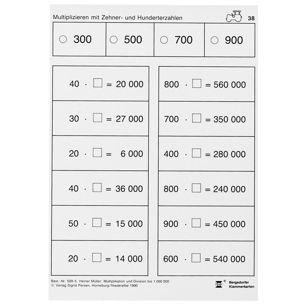 Bergedorfer® Klammerkarten Multiplikation und Division bis 1.000.000 und darüber Bergedorfer® Klammerkarten Multiplikation und Division bis 1.000.000 und darüber