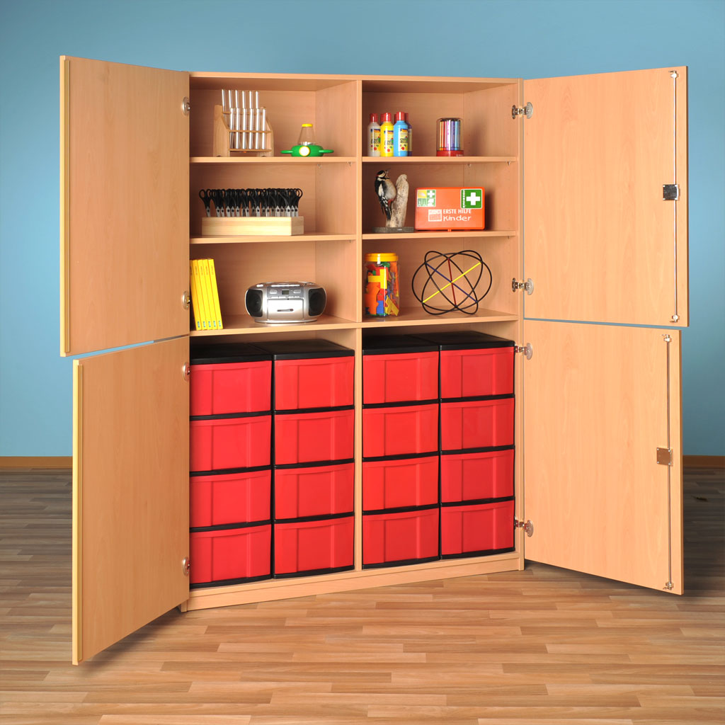 Modulus® Halbtüren-Schrank mit 4 Türen und Mittelwand, 6 Ablageböden