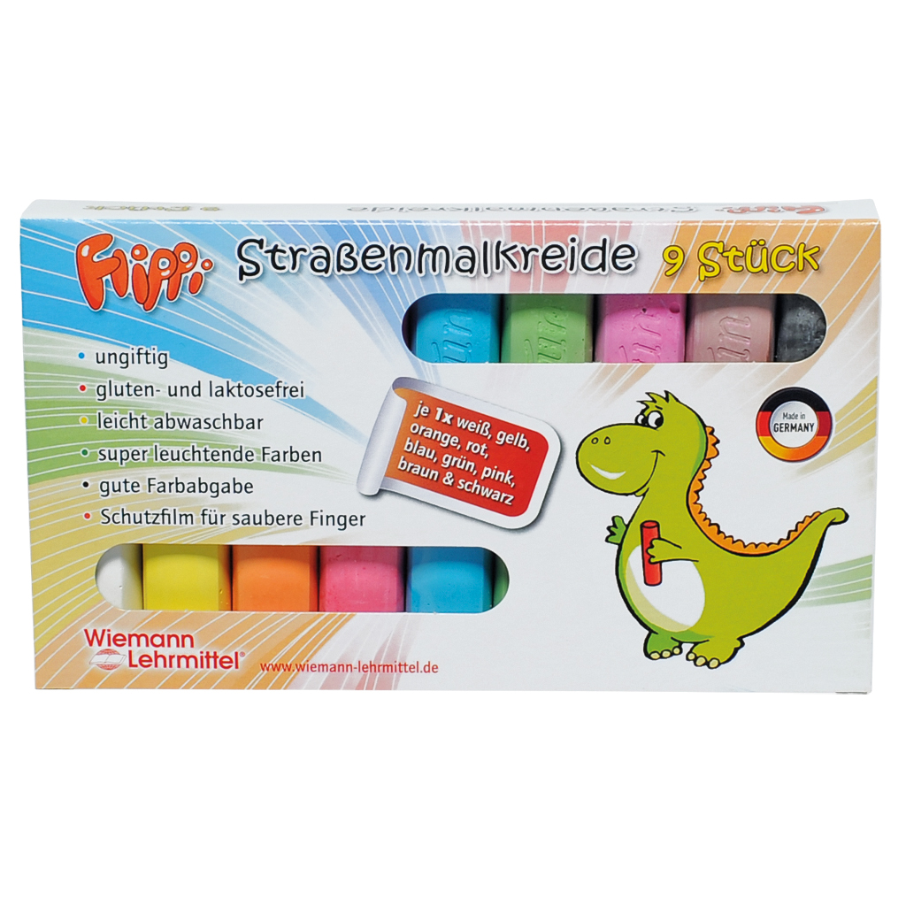 Flippi® Straßenmalkreide, 9 Stück in 9 Farben