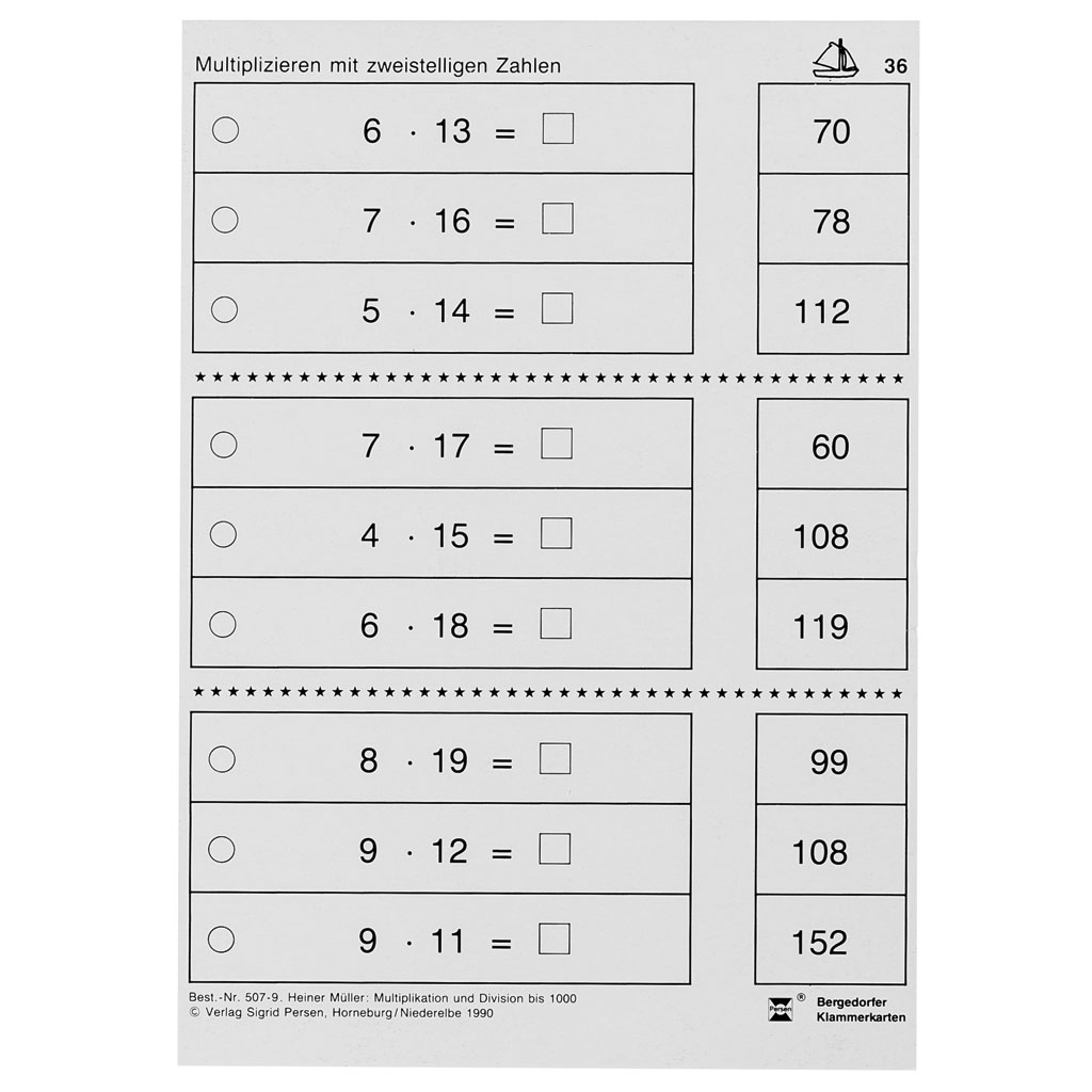Bergedorfer® Klammerkarten Multiplikation und Division bis 1.000