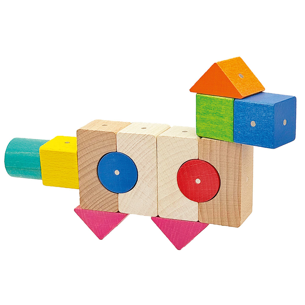 Kooglo Holzbausteine Farbig und Natur, magnetisch