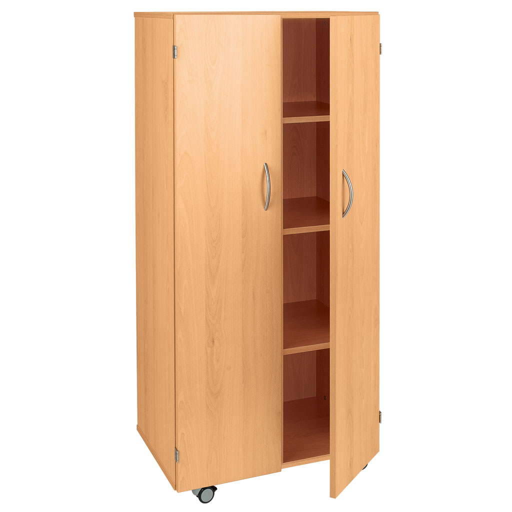 Modulus® Hohes Klassenzimmer-Regal mit Türen, 2-reihig, fahrbar oder feststehend