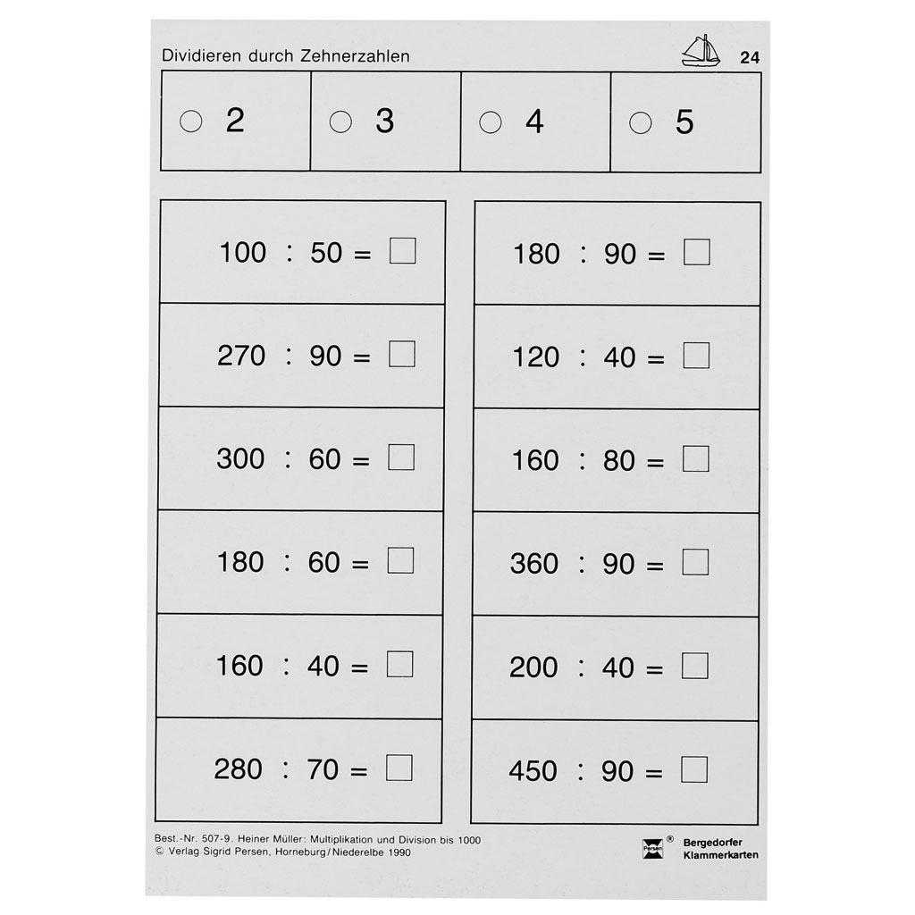 Bergedorfer® Klammerkarten Multiplikation und Division bis 1.000