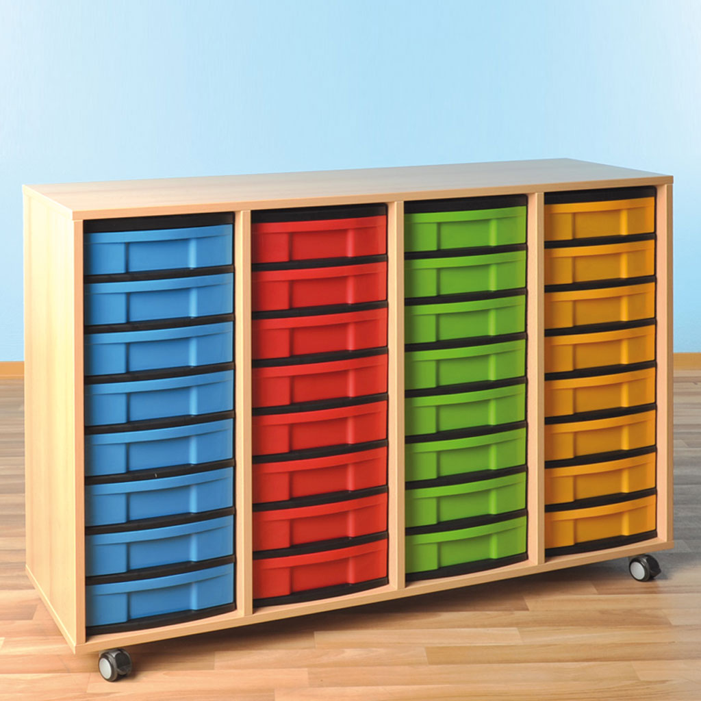 temp43381eigentumsschrankschueberollenrobustkunststofffarbigErtRkiveHrj2r Modulus® Eigentumsschrank mit Standfüßen und 32 Schüben