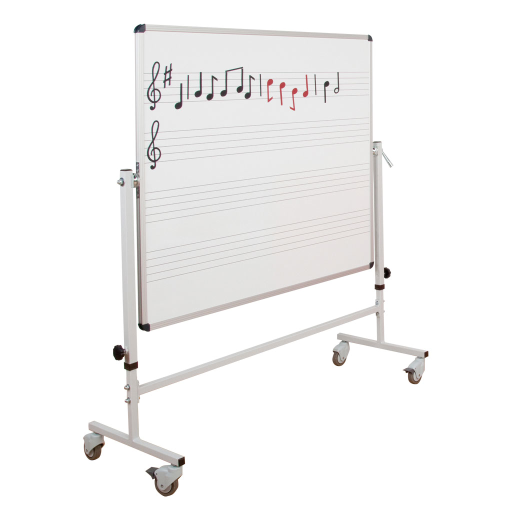 Whiteboard-Notentafel, fahrbar und höhenverstellbar Whiteboard-Notentafel, fahrbar und höhenverstellbar
