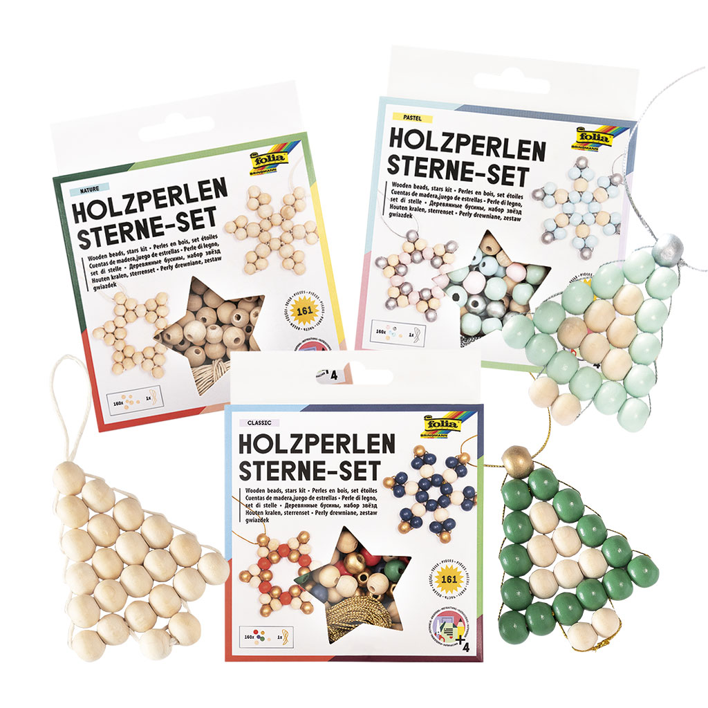 Folia® Holzperlen Sterne-Set