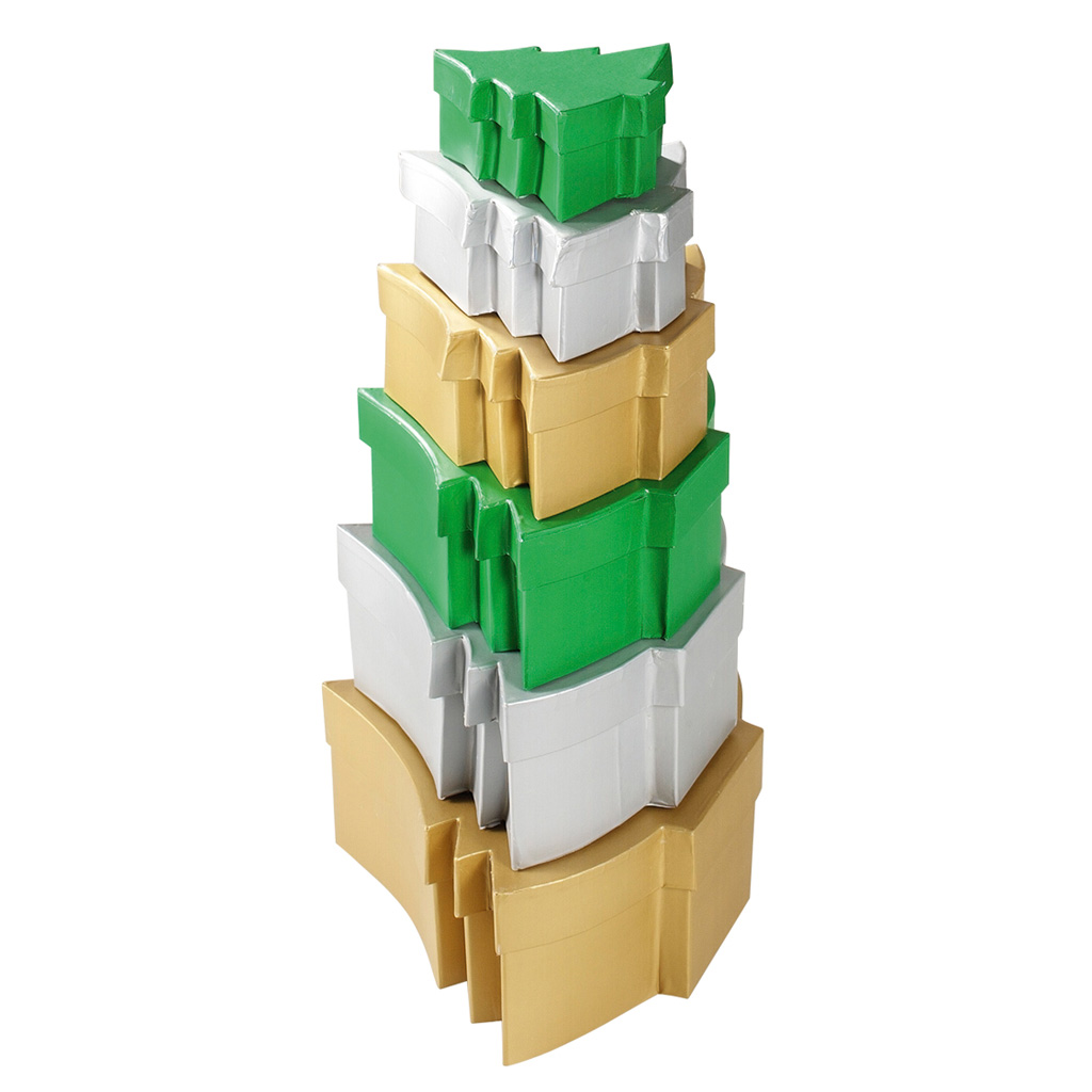 Folia® Blanko-Geschenkboxen Tanne, 6 Stück, Bunt