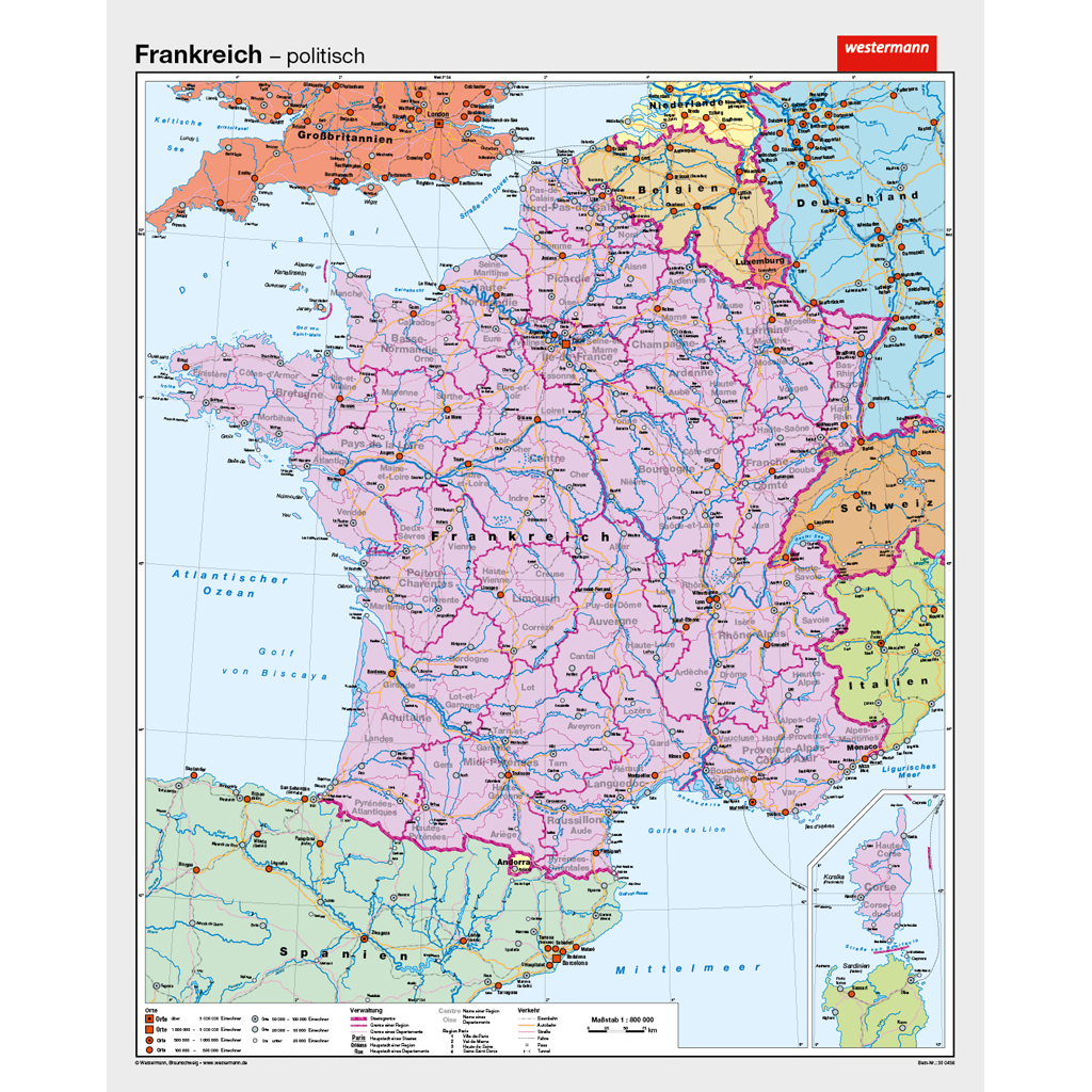 Westermann Frankreich, physisch/politisch Westermann Frankreich, physisch/politisch
