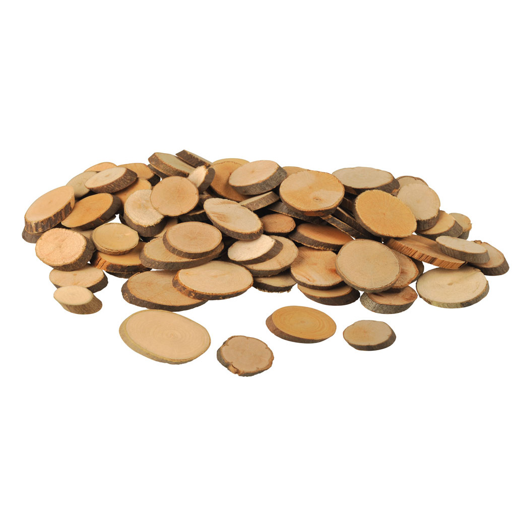 Naturholzscheiben mit Rinde, ca. 300–400 Stück, 1.000 g