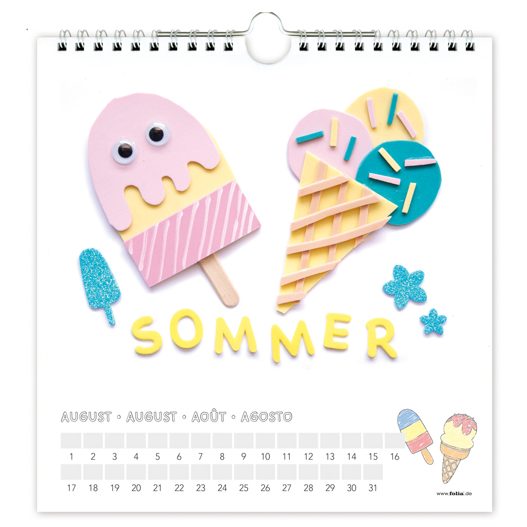 Dauerkalender im Quadrat-Format, Weiß