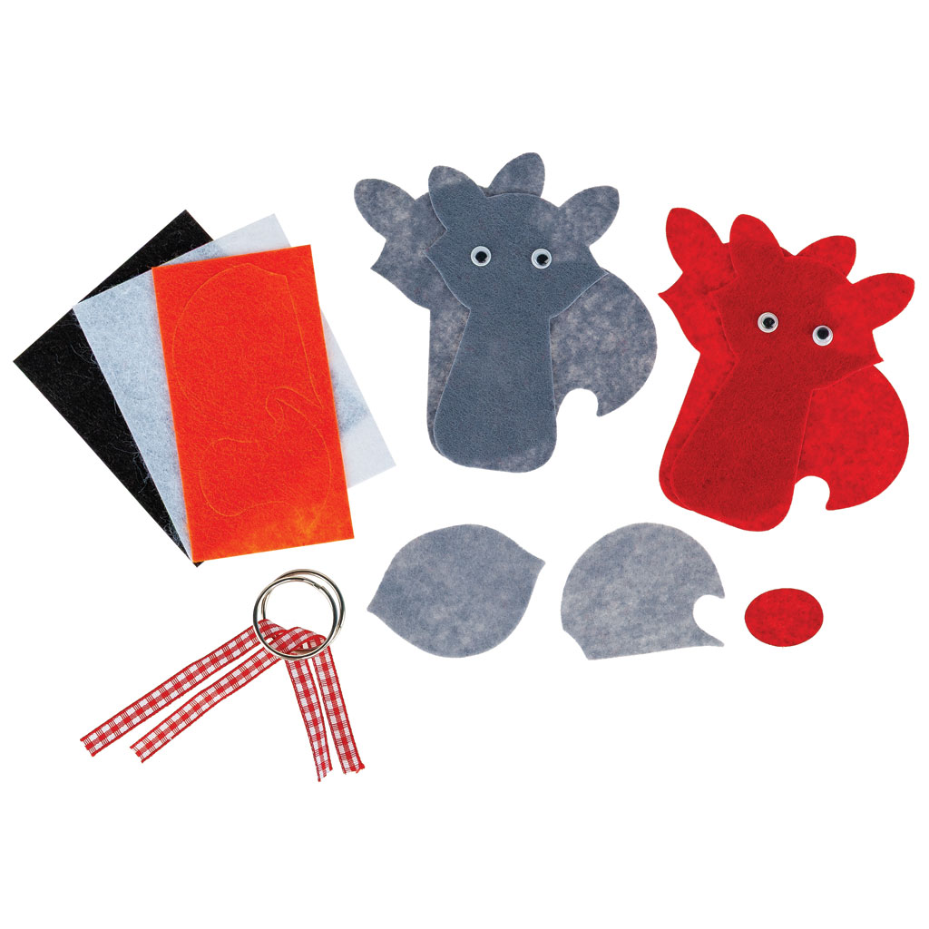 Schlüsselanhänger Fuchs und Waschbär, 2 Stück, Filz-Bastelset