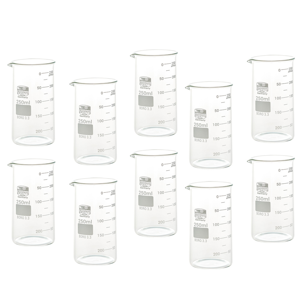 Becherglas, Borosilikat, hohe Form, 10 Stück