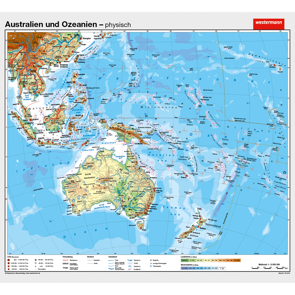 Australien & Ozeanien, VS physisch / RS politisch - in verschiedenen Varianten