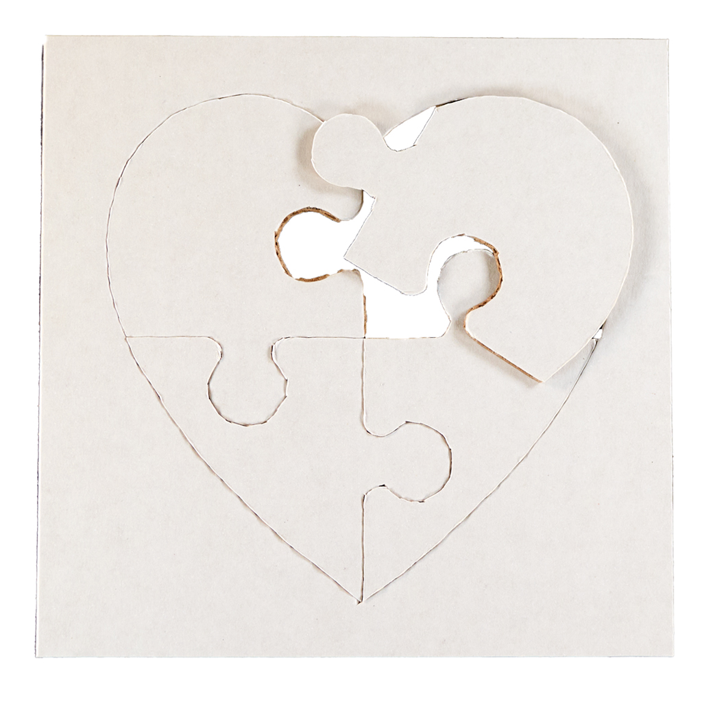 Herz-Puzzle, blanko, 24 Stück