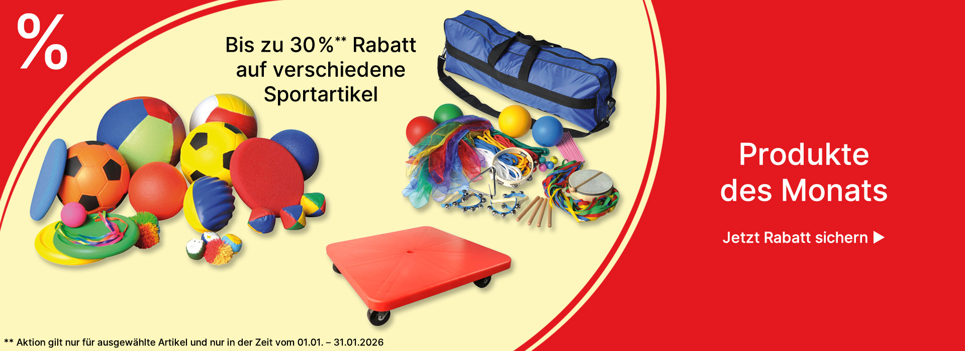 Banner für Produkte des Monats Januar 2026 Sportartikel