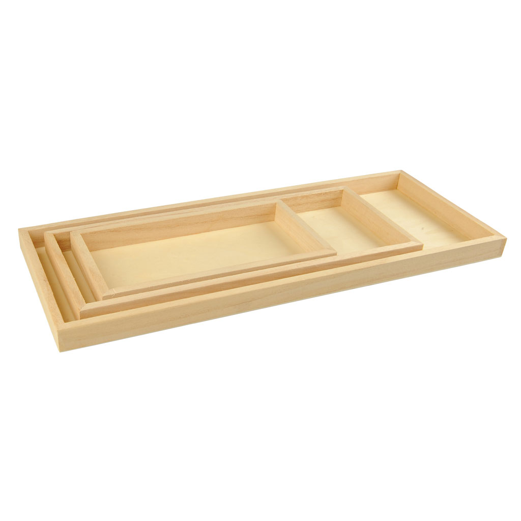 Tablett-Set aus Holz, 3-teilig-Bild Auf diesem Bild ist das Produkt mit der Art.Nr.: W-93158 zu sehen
