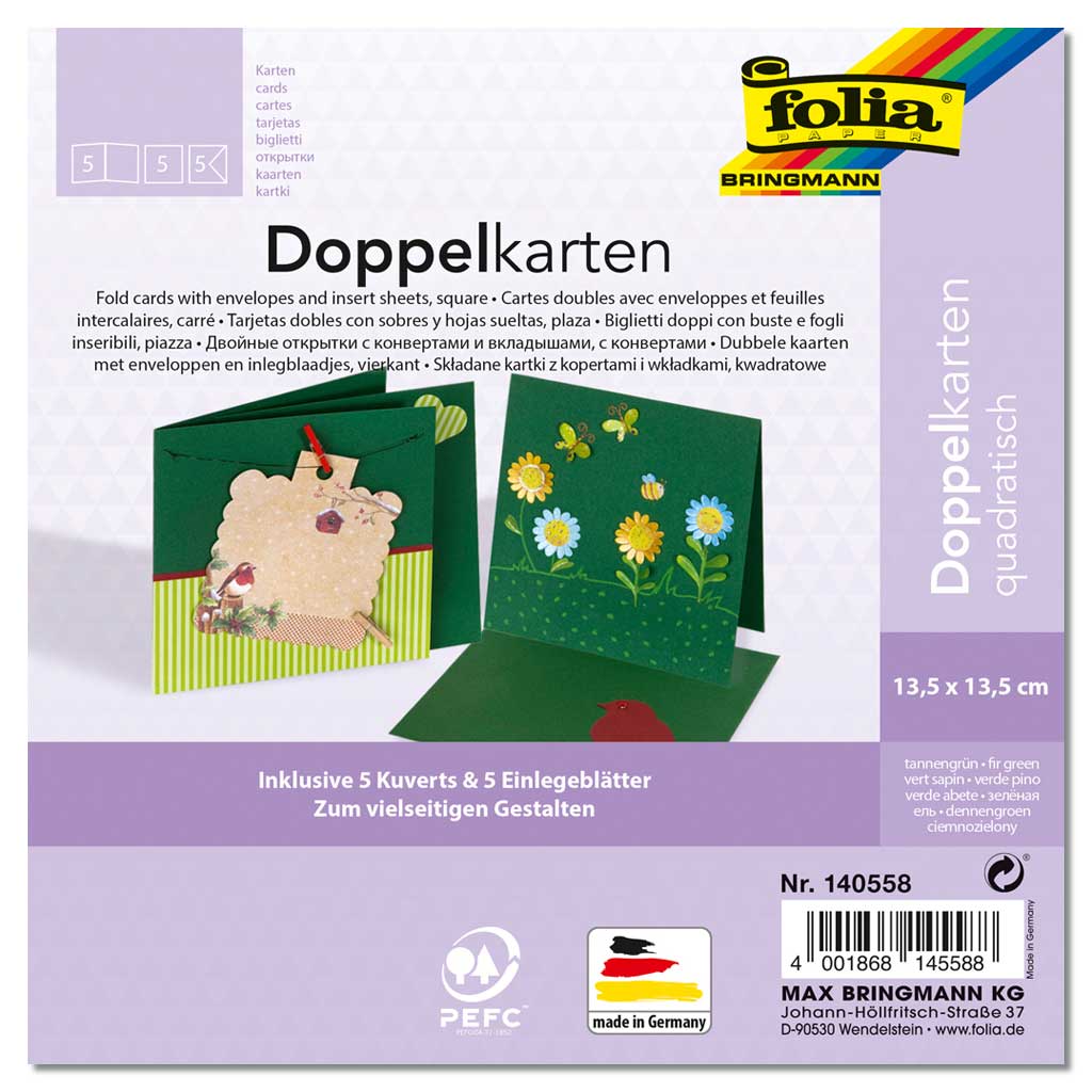 Passepartout-Karten, quadratische Stanzung, 5 Stück