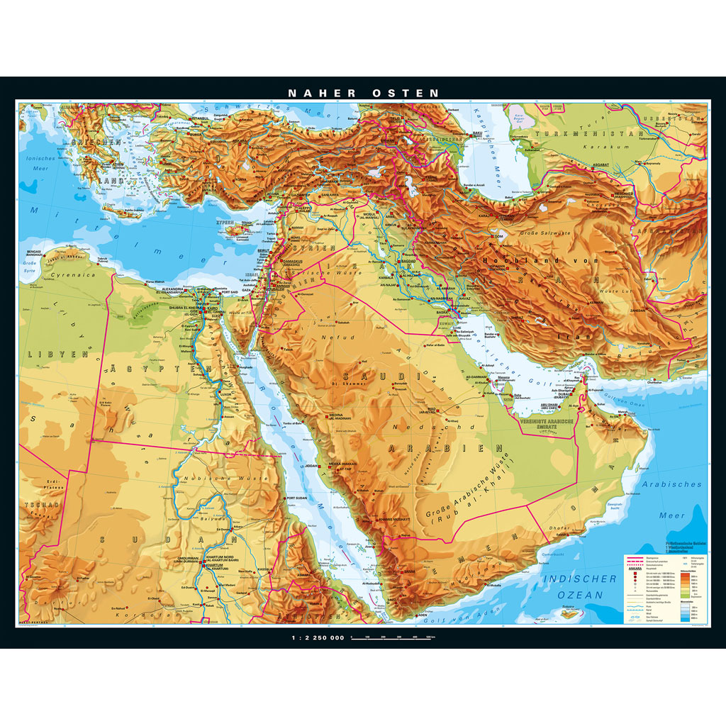 Klett Wandkarte Naher Osten physisch