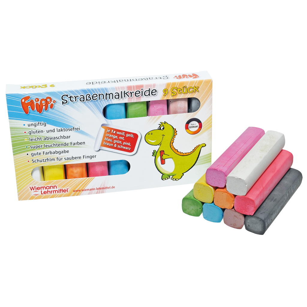 Flippi® Straßenmalkreide, 9 Stück in 9 Farben