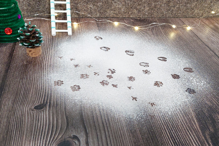 Idee Tierspuren im Sprühschnee Tierspuren im Kunstschnee