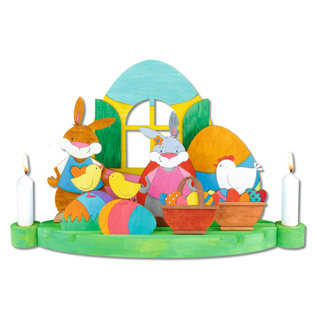 Teelichthalter Ostern mit der Familie, blanko, 24 Teile
