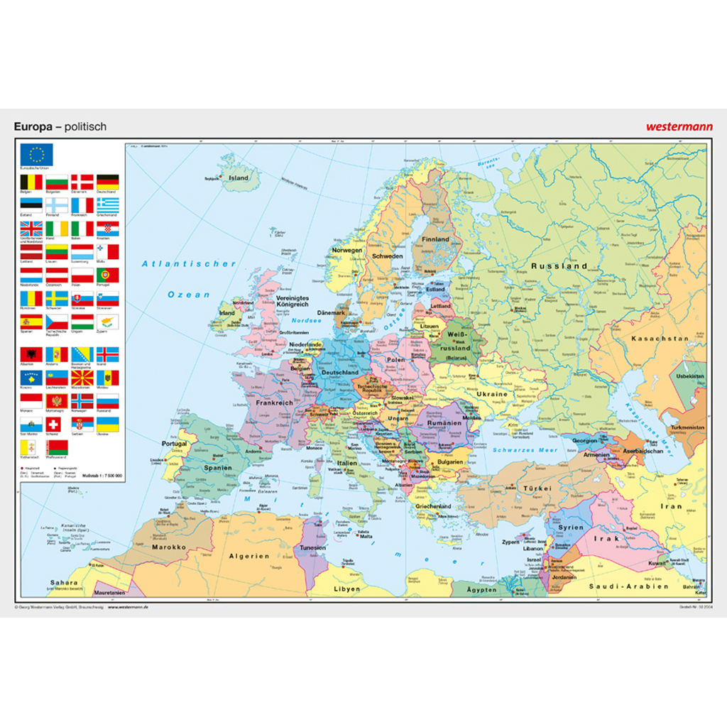 Westermann Posterkarte Europa (mit Flaggen), politisch Westermann Posterkarte Europa (mit Flaggen), politisch