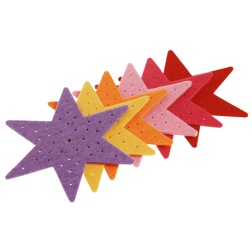 Filzanhänger Stickstern, 6er-Set-Bild Auf diesem Bild ist das Produkt mit der Art.Nr.: W-93823 zu sehen