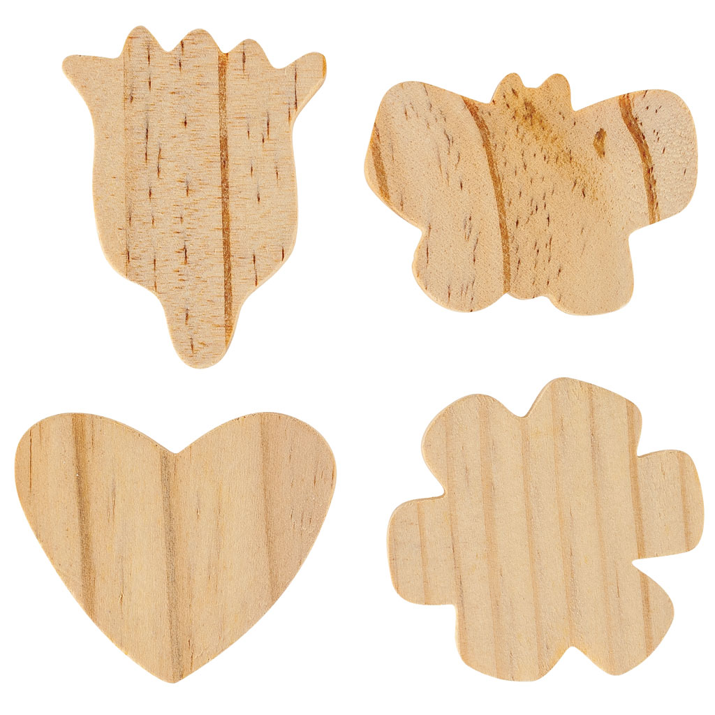 Dekorative Holzfiguren zum Bemalen, blanko, 50 Teile
