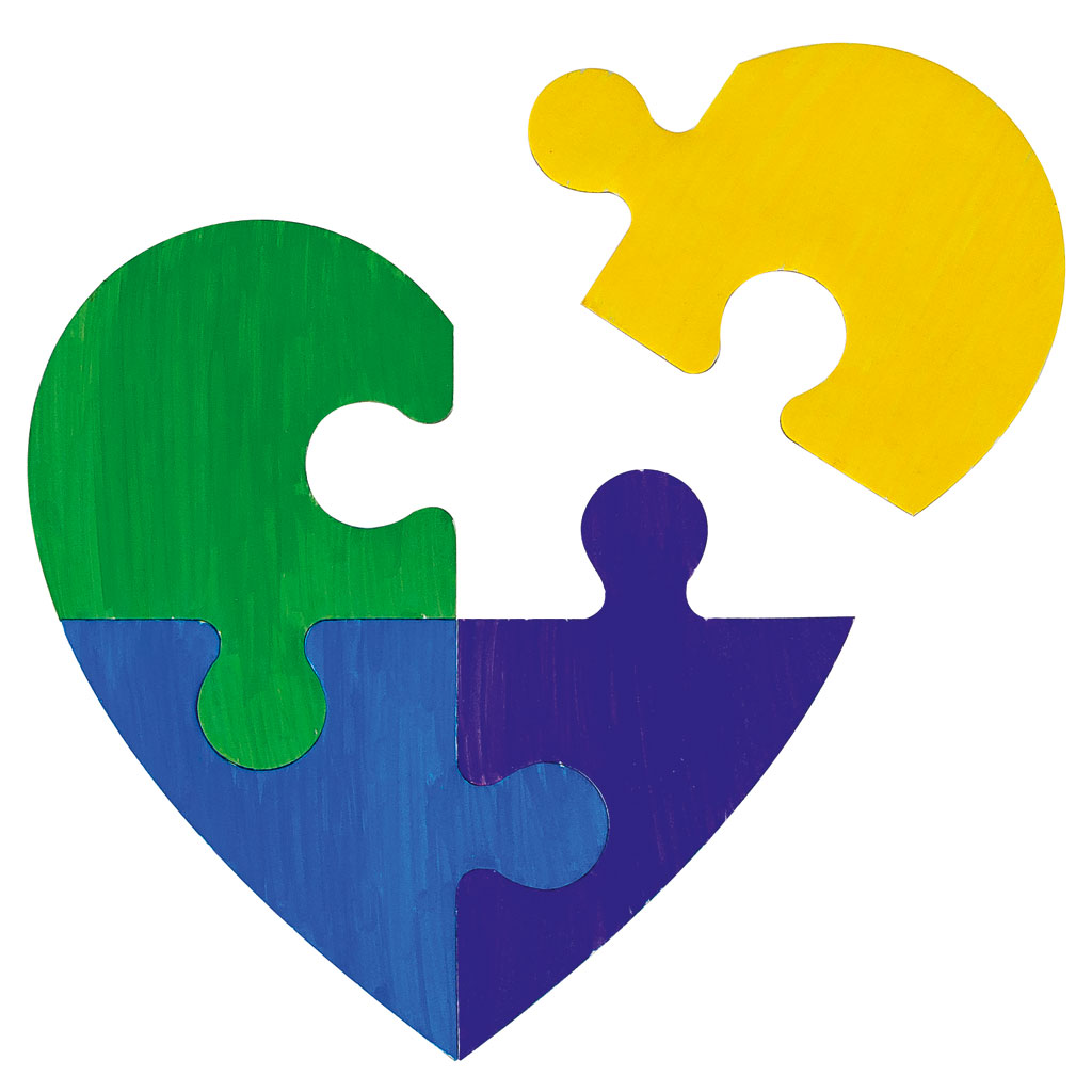 Herz-Puzzle, blanko, 12 Stück