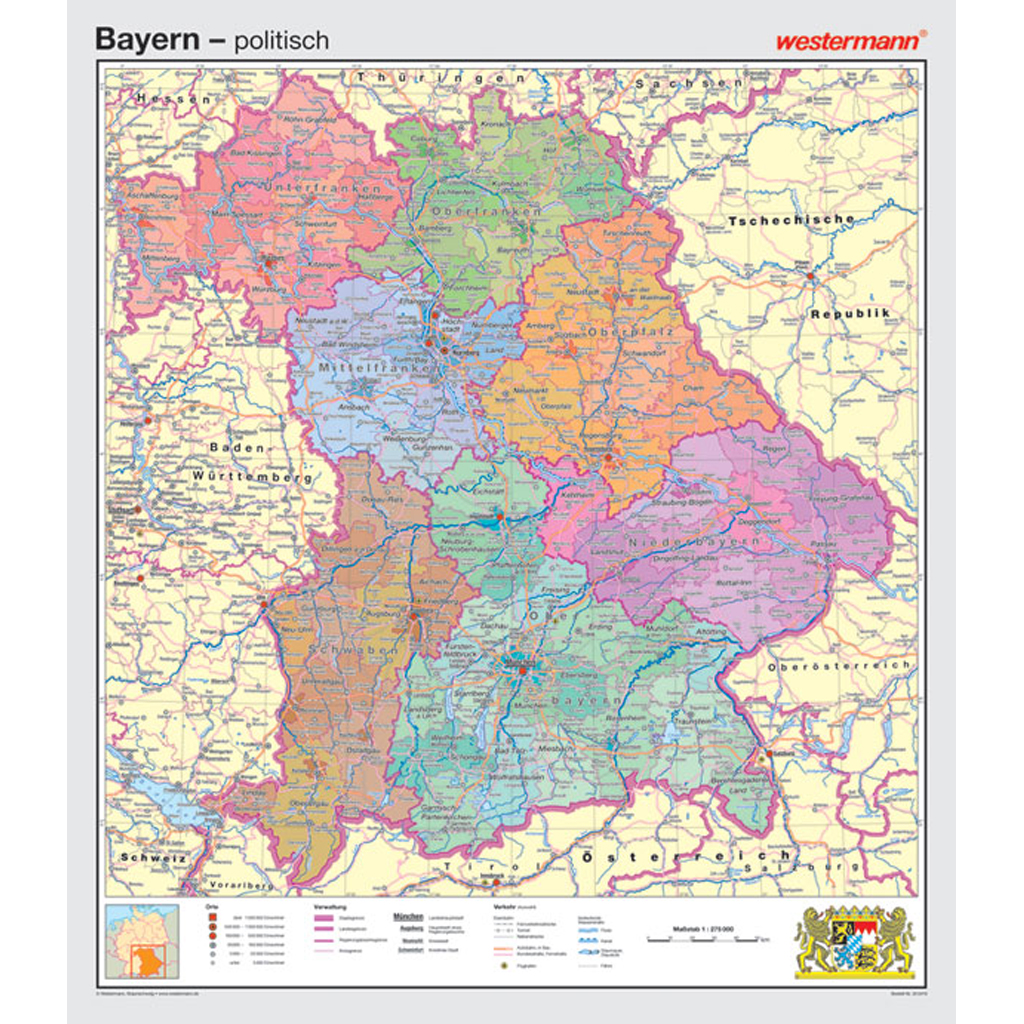 Westermann Wandkarte Bayern physisch/politisch