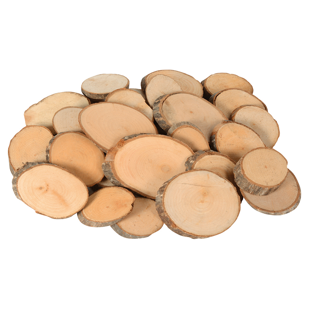 Naturholz-Set mit Platten, Scheiben und Stämmchen
