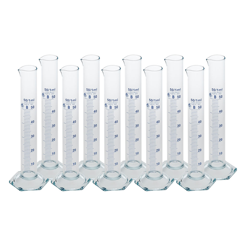 Messzylinder mit Glasfuß, Borosilikatglas, 10 Stück