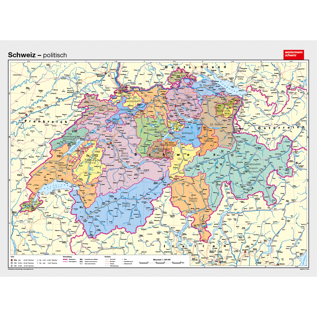 Westermann Wandkarte Schweiz politisch