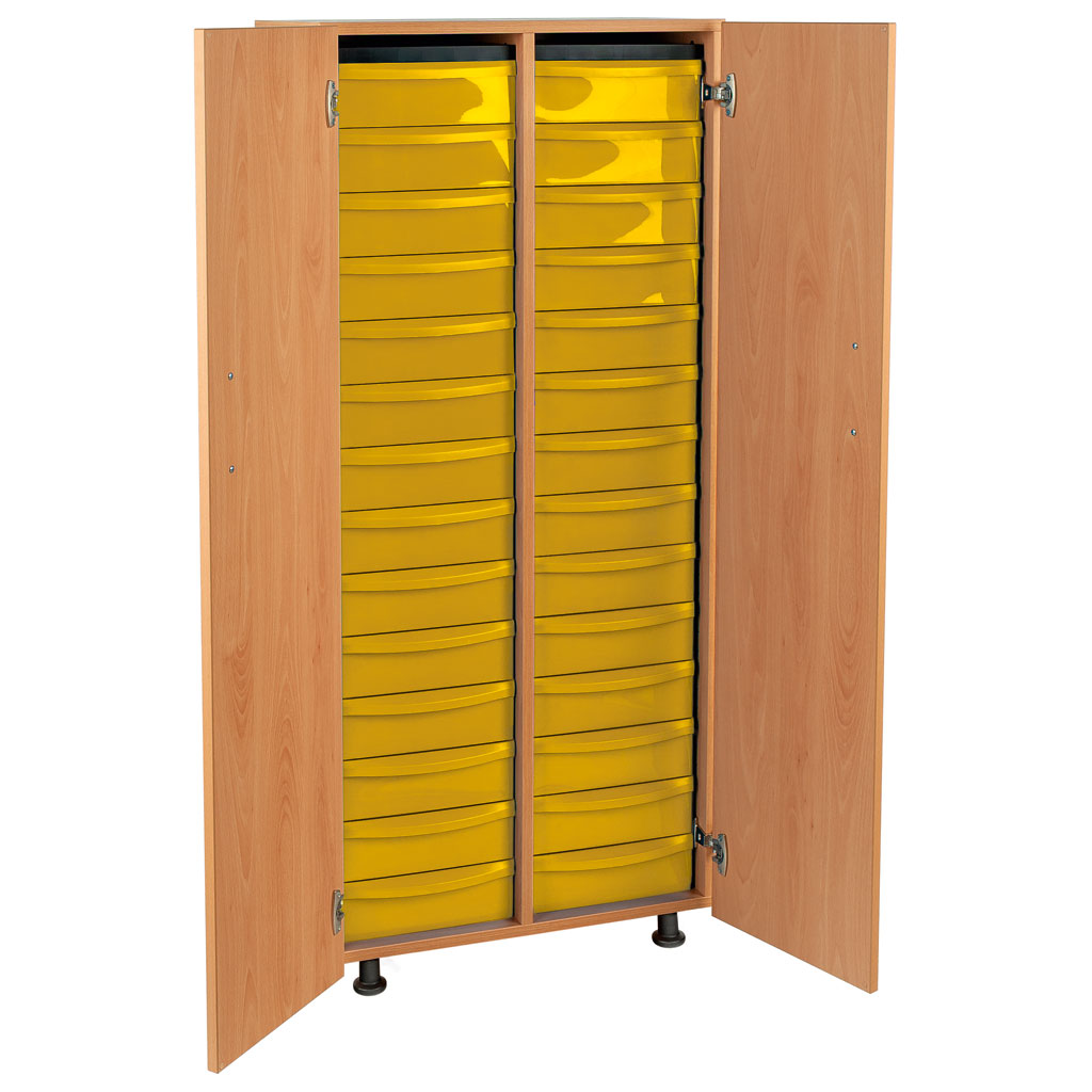 Modulus® Hohes Klassenzimmer-Regal mit Türen, 2-reihig, fahrbar oder feststehend