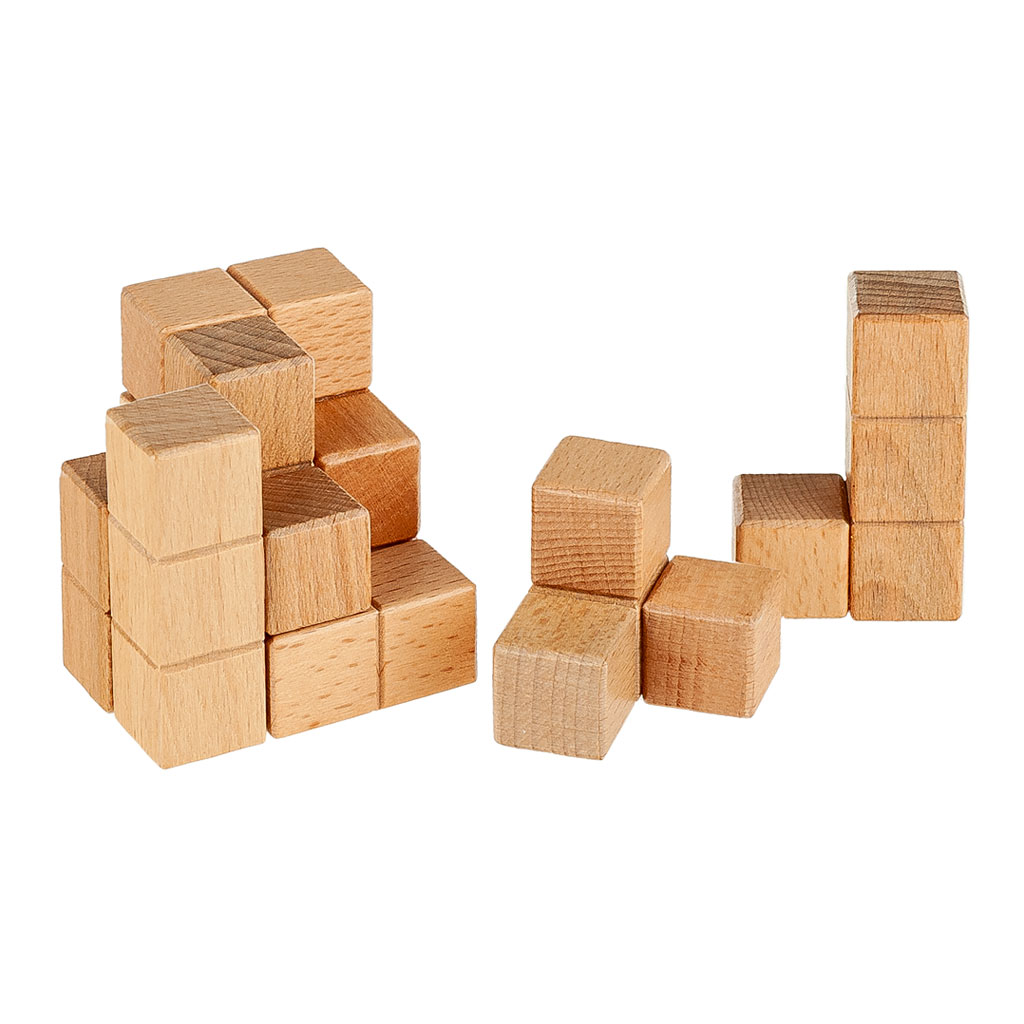 Kleiner Soma-Würfel aus Holz, naturfarben Kleiner Soma-Würfel aus Holz, naturfarben