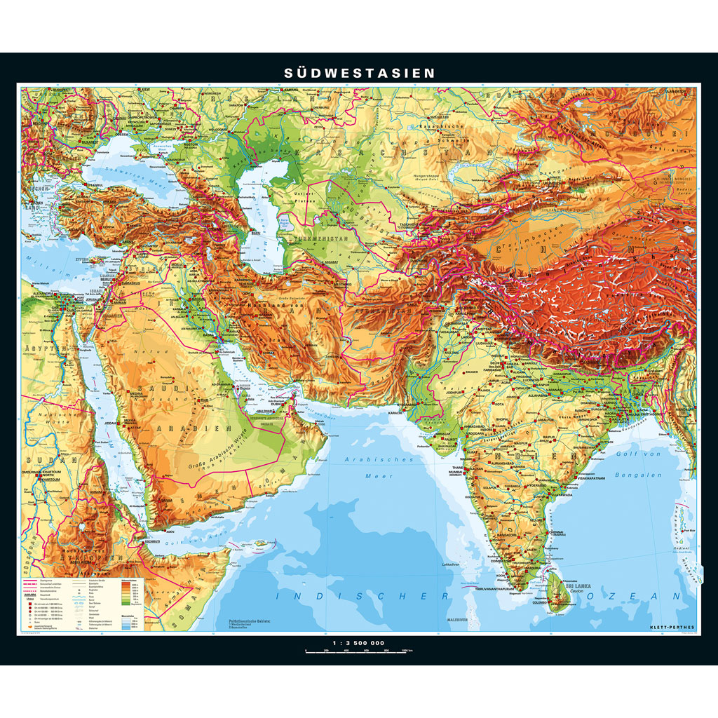 Klett Wandkarte Südwestasien physisch