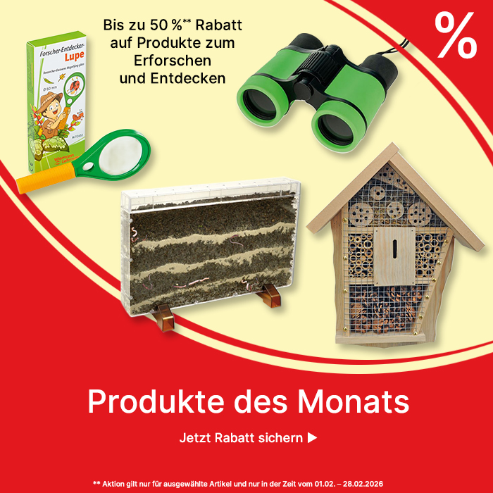 Banner für Produkte des Monats Februar 2026 Natur- und Forscherprodukte