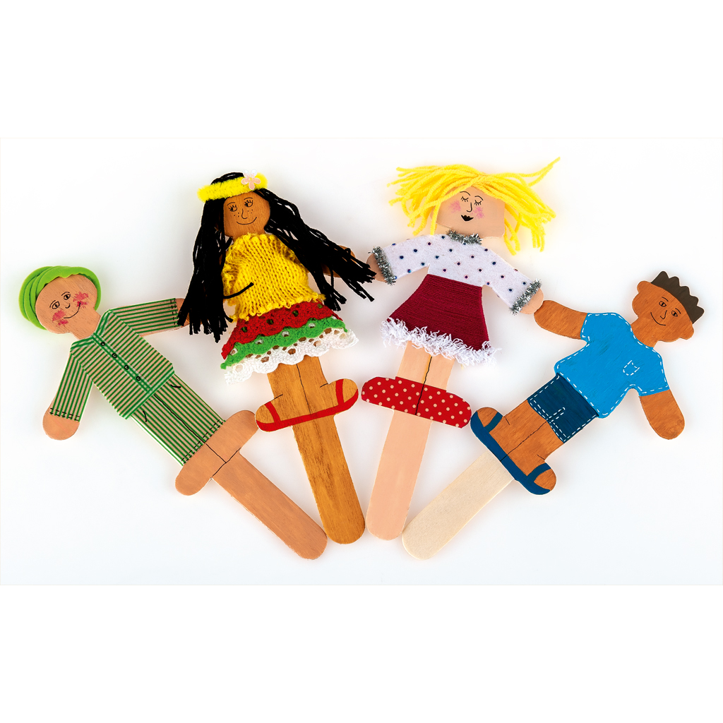 Holzbastelstäbchen Menschen, blanko, 12er-Set