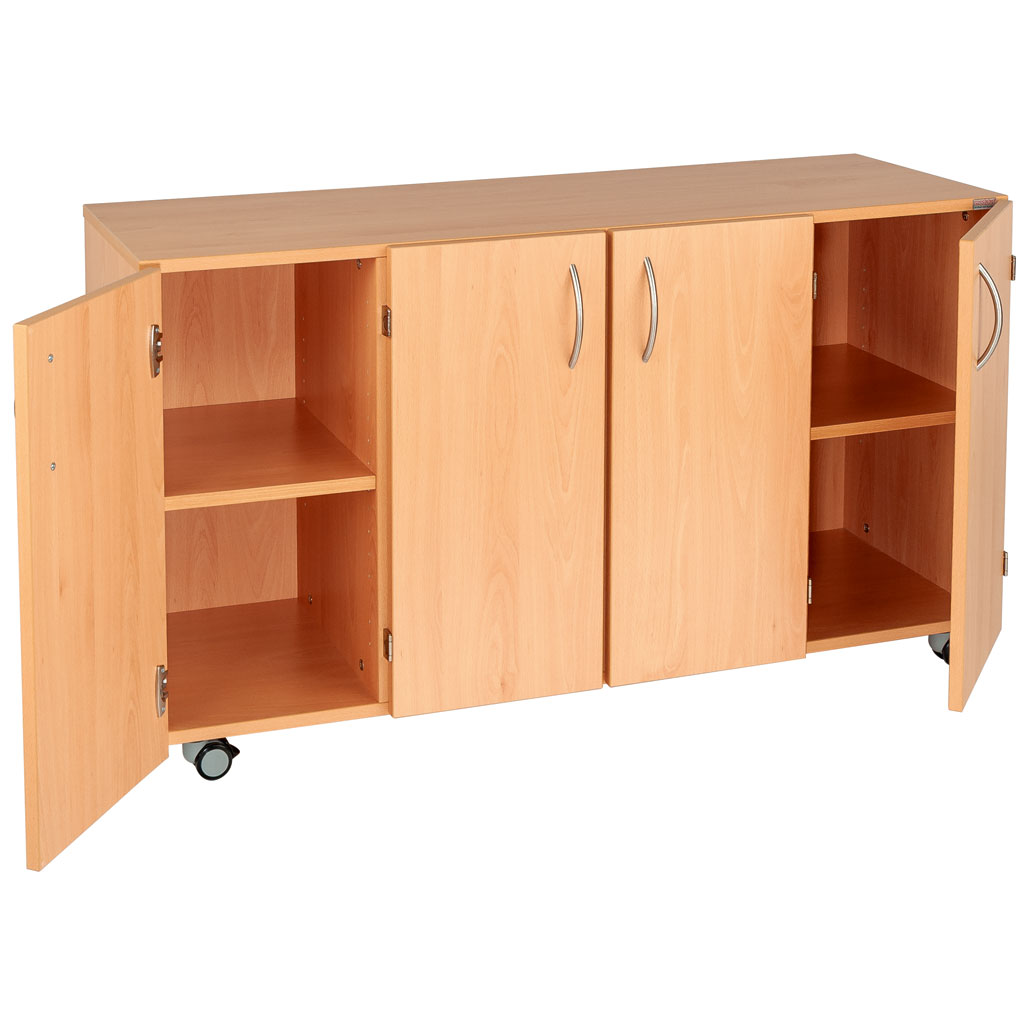 Modulus® Klassenzimmer-Regal mit Türen, 4-reihig, fahrbar oder feststehend