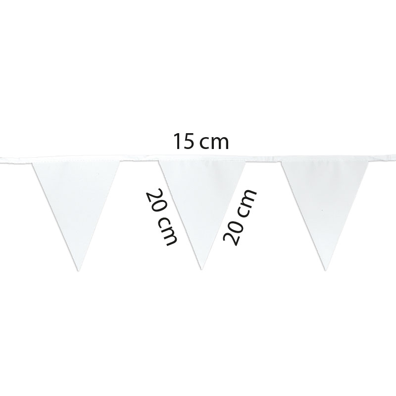 Wimpel-Ketten, blanko, 2 Stück mit  je 15 Wimpel, je 3,8 m